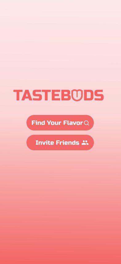 Tastebuds start screen with Find Your Flavor and Invite Friends buttons