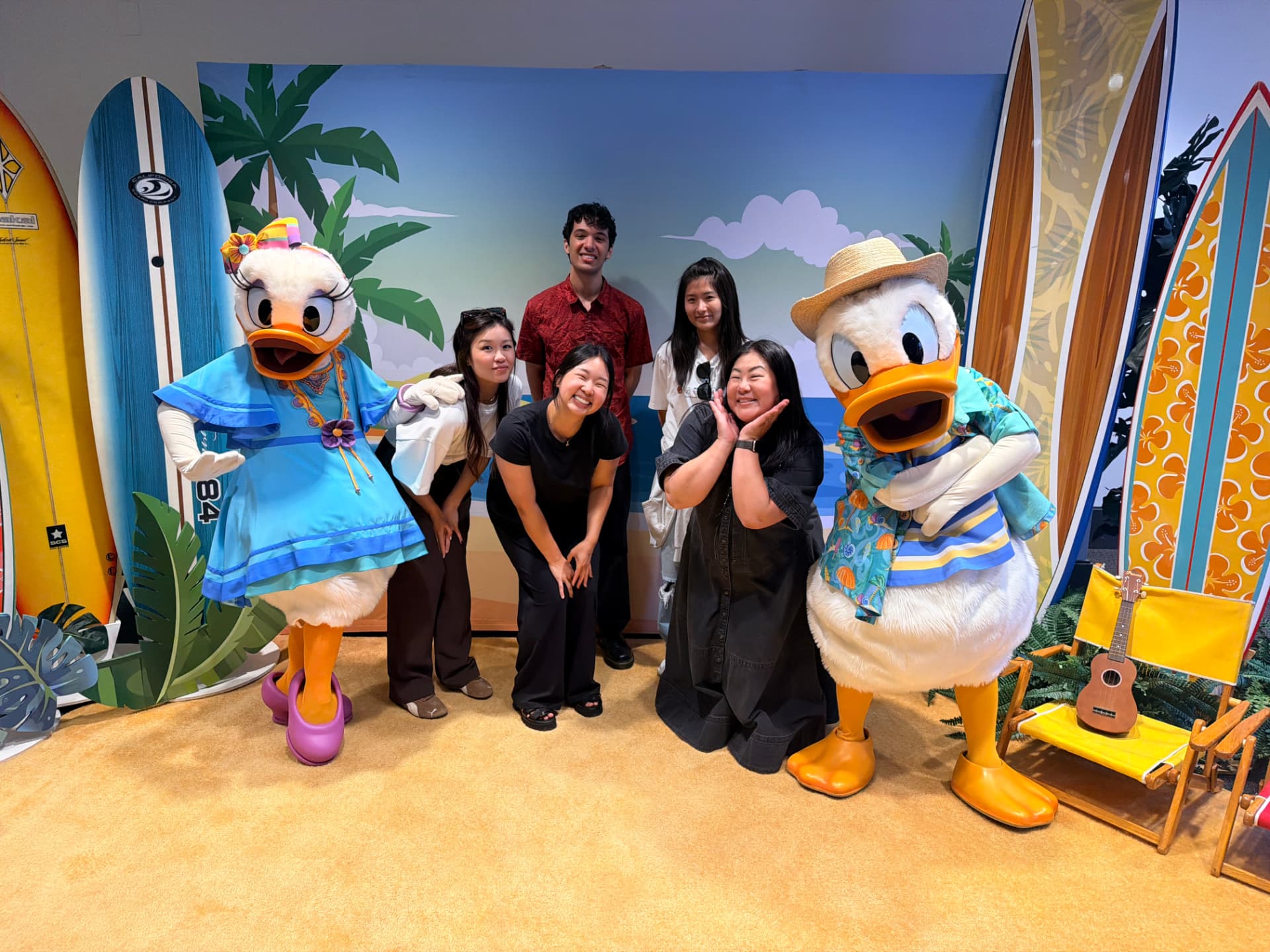 Josephine and her intern team with Disney characters
